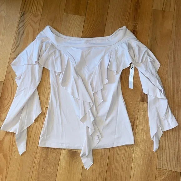 NWT Susana Monaco Ruffled Long Sleeve Top in size small - Picture 2 of 7